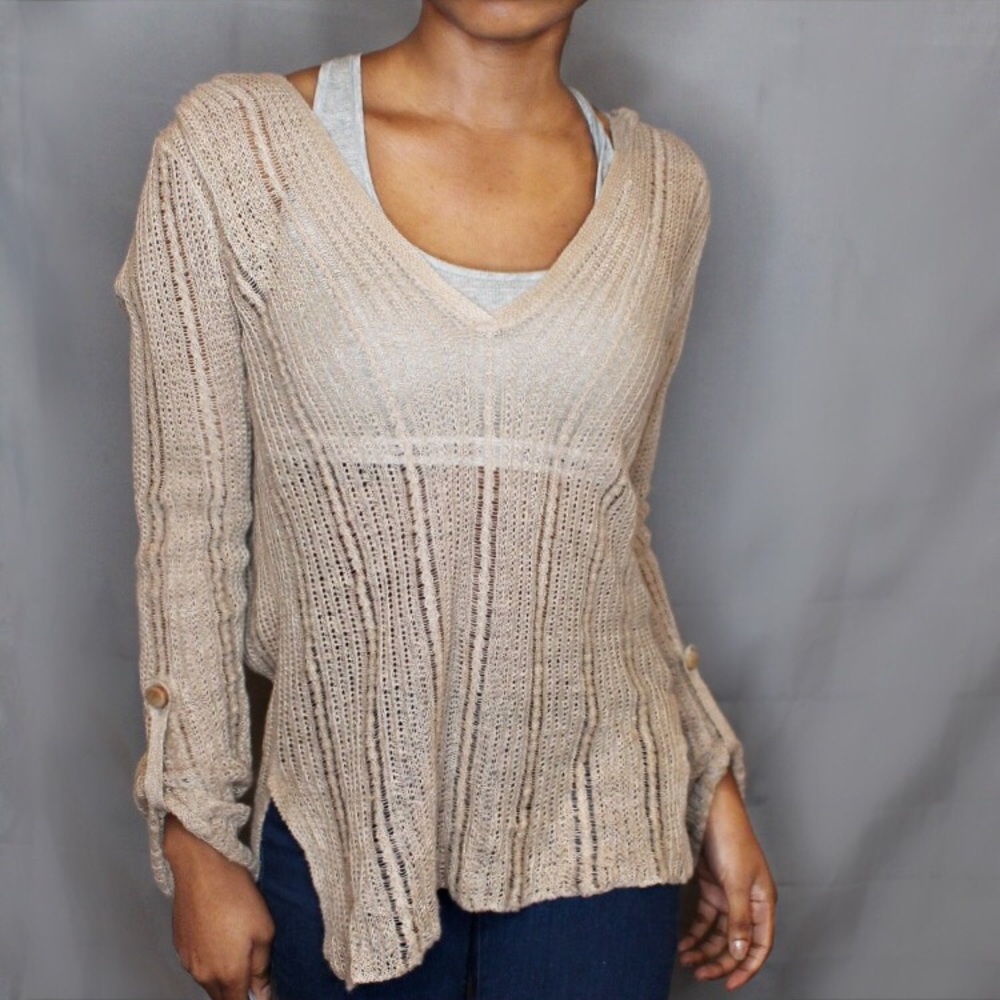 J Crew Mesh Sweater w/ hoodie